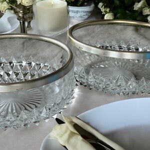 Sophisticated Silver and White Serveware Bowl